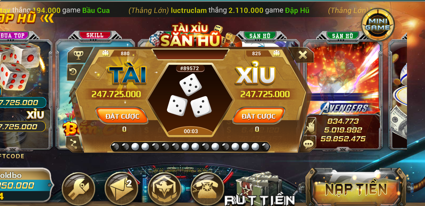 chơi game tài xỉu online đổi thưởng